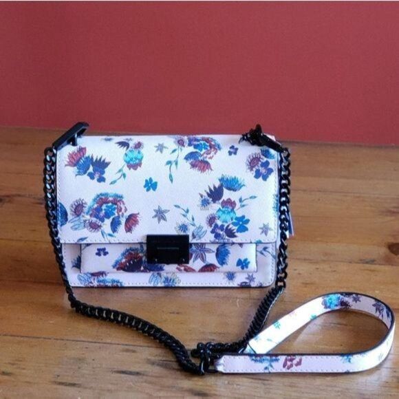 Rebecca Minkoff Christy Floral Shoulder Crossbody Saffiano Leather Handbag Chain - Picture 3 of 8